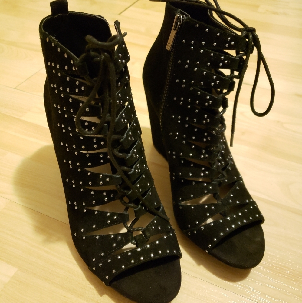 Black Suede Studded Booties